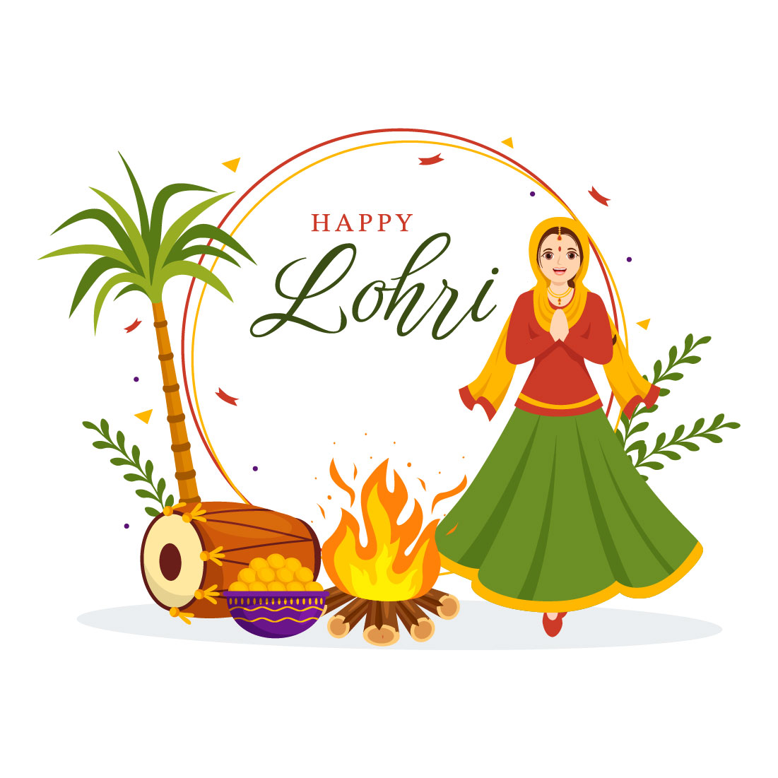 17 Happy Lohri Festival Illustration preview image.