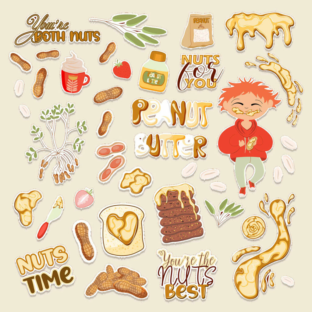 Set of peanut butter stickers | 32 sticker designs for peanut butter ...