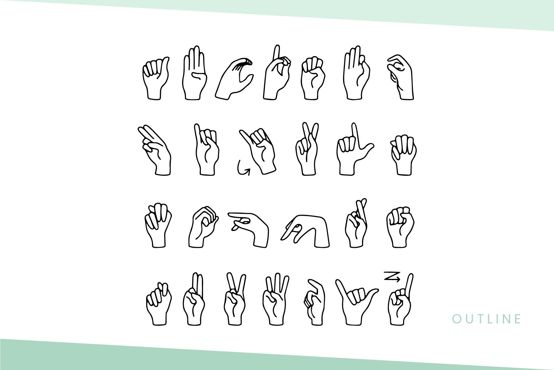 "Long Hand" ASL Sign Language Font preview image.