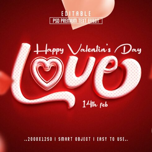 Valentine's Day 3D Editable Textcover image.