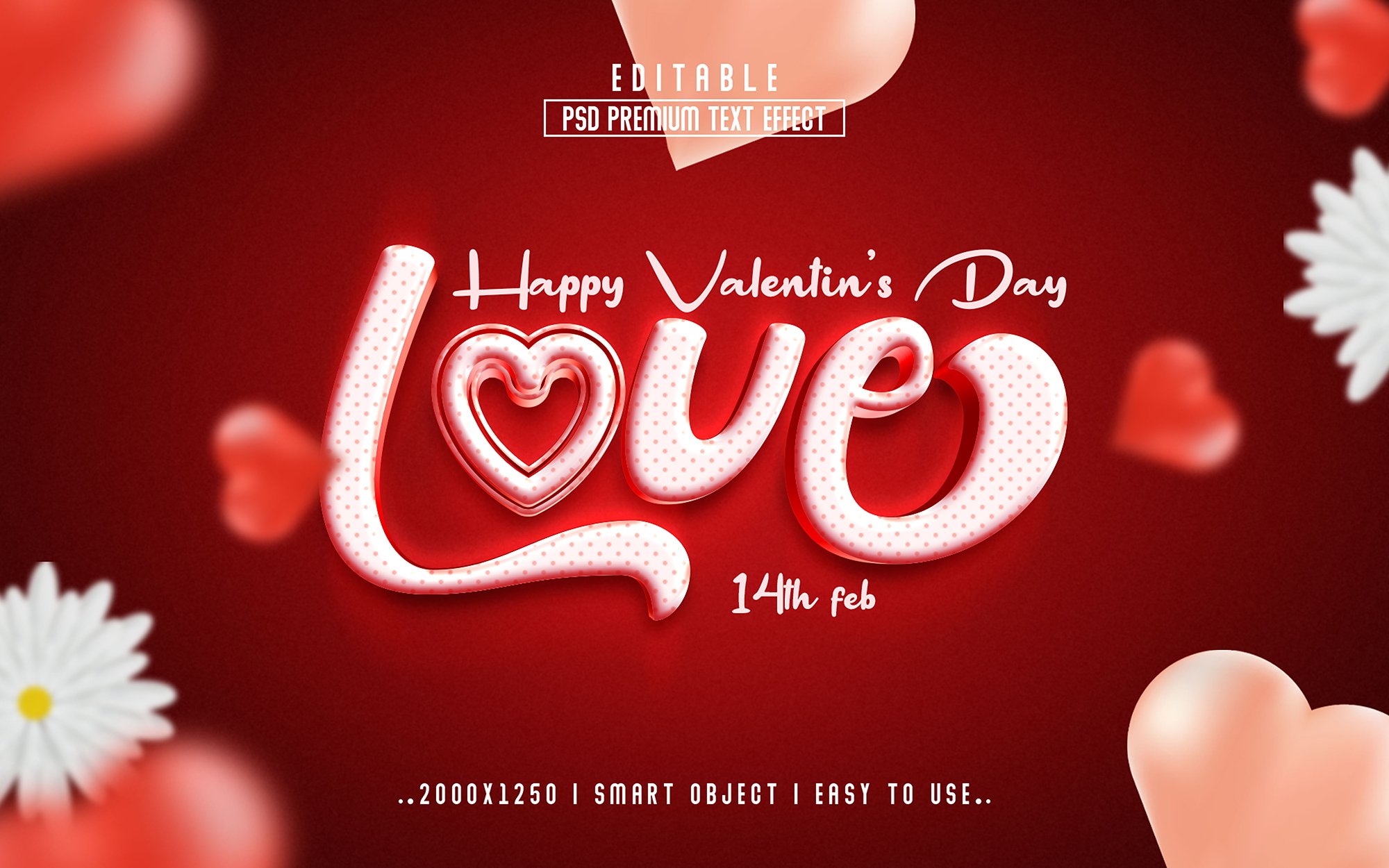 Valentine's Day 3D Editable Textcover image.