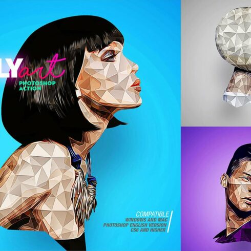 Low Poly Photoshop Action CS6+cover image.