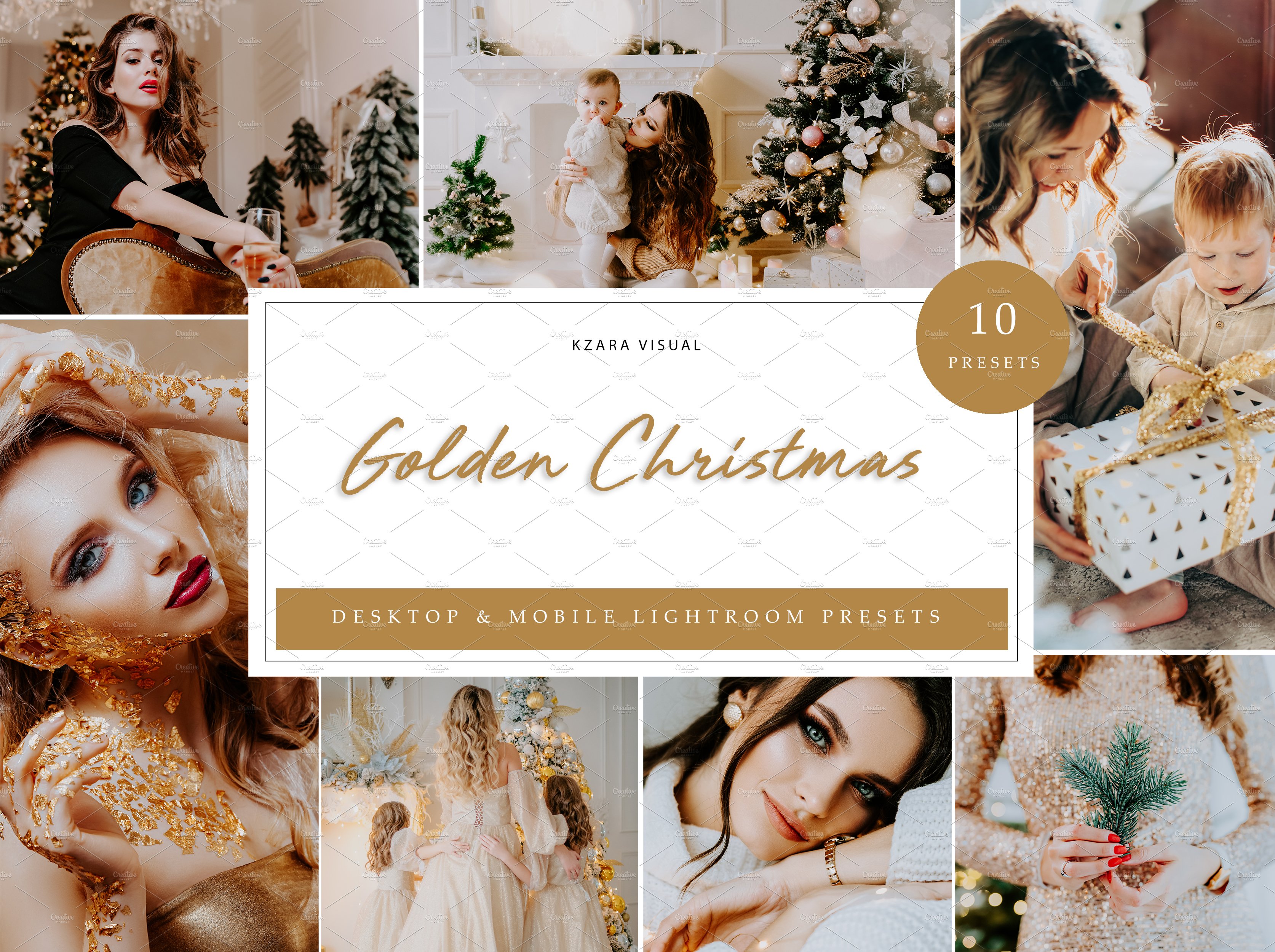 10xGolden Christmas Lightroom Presetcover image.