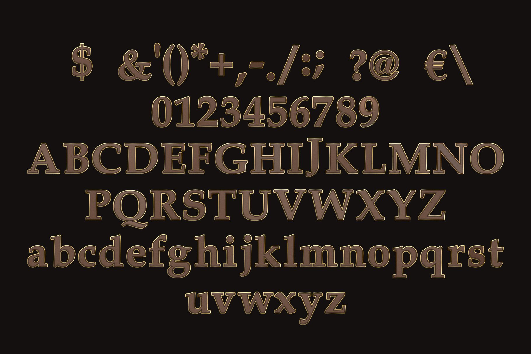 Luxury Color Bitmap Font & PNG Set preview image.