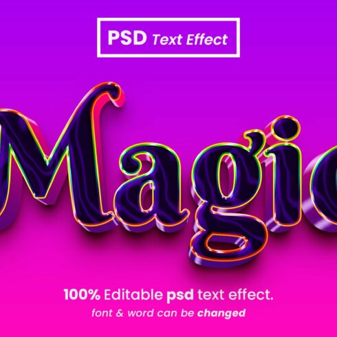 Magic 3d editable PSD text effectcover image.