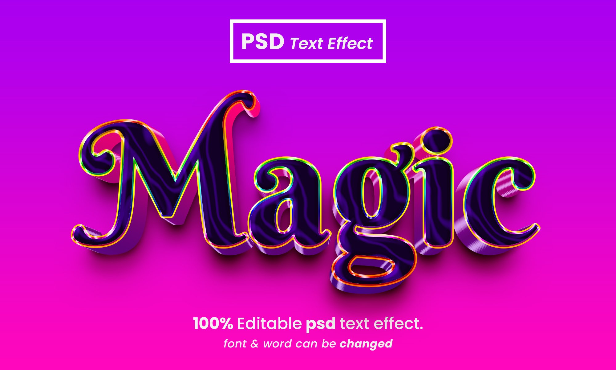Magic 3d editable PSD text effectcover image.