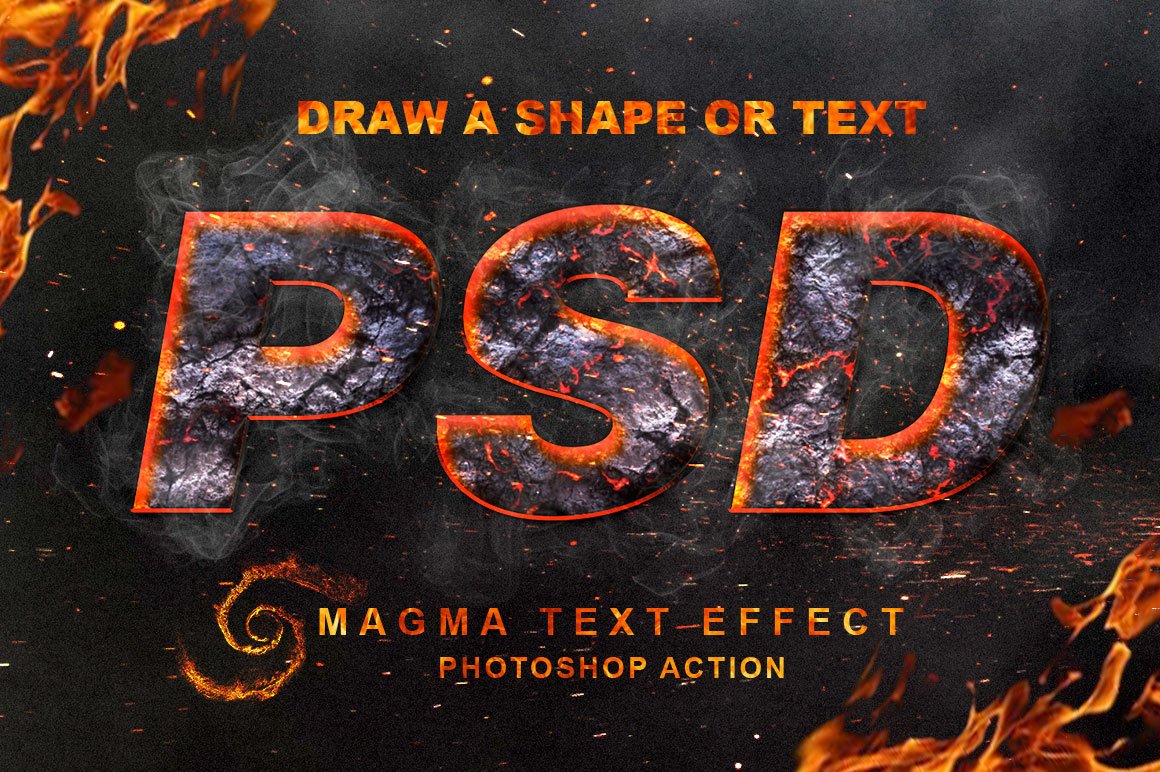 magma text effect photoshop action 636