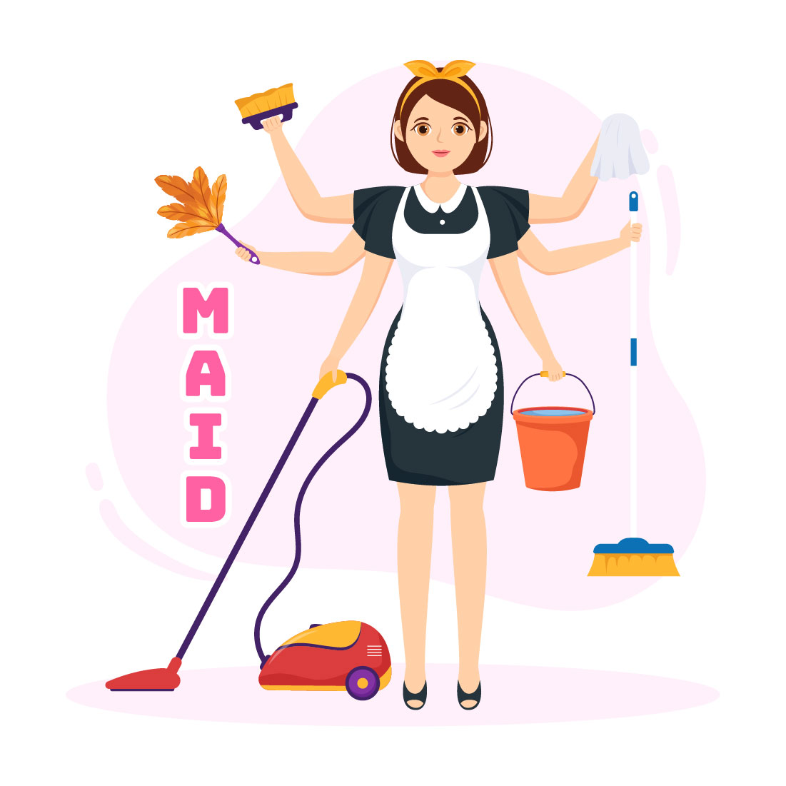 15 Professional Girl Maid Illustration preview image.