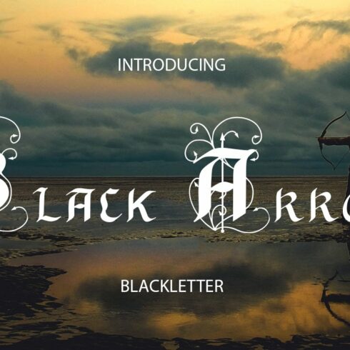 Black Arrow blackletter font cover image.