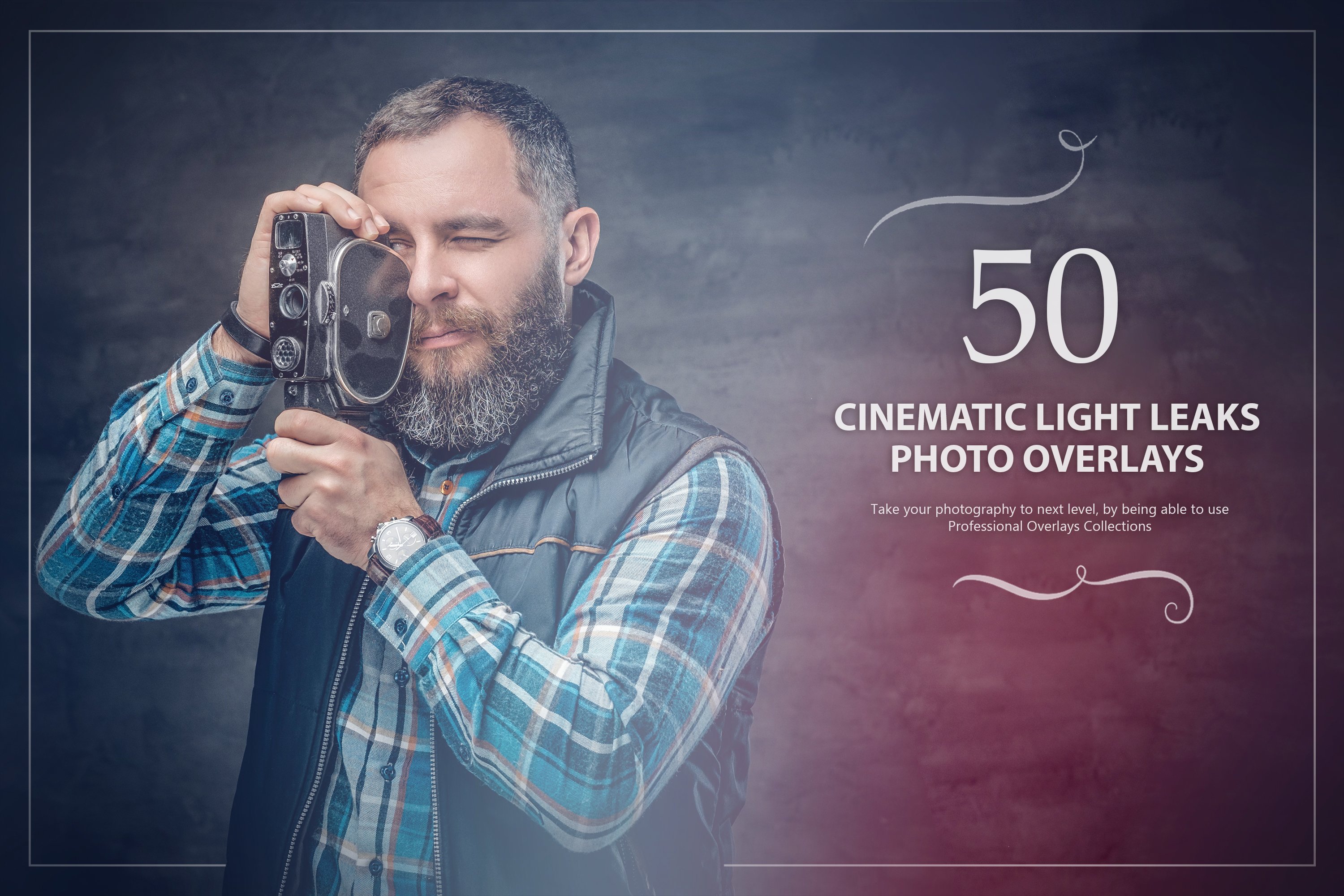 50 Cinematic Light Leaks Overlayscover image.