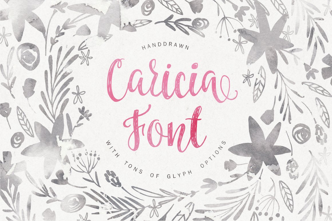 Caricia - handdrawn font cover image.