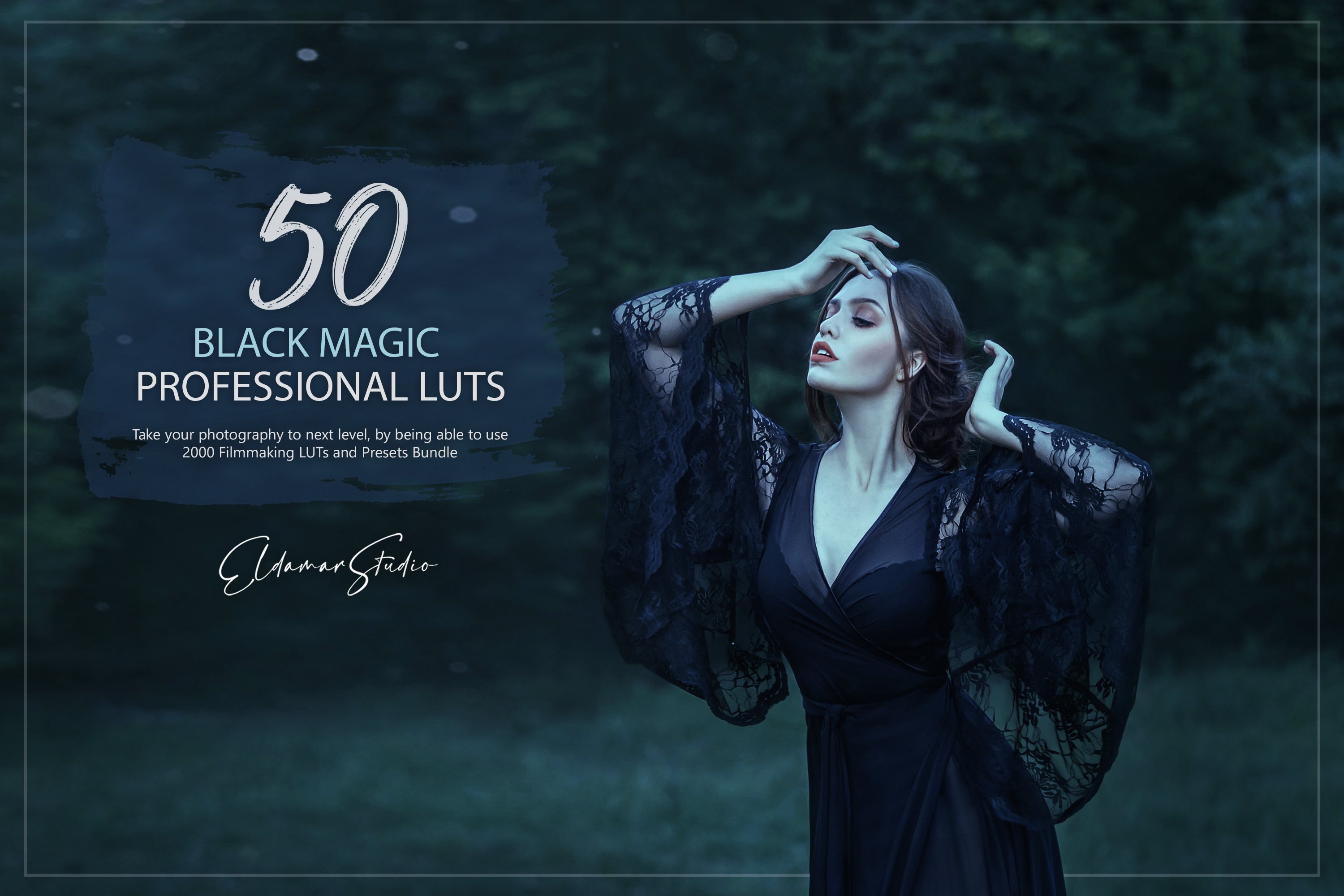 50 Black Magic LUTs and Presets Packcover image.