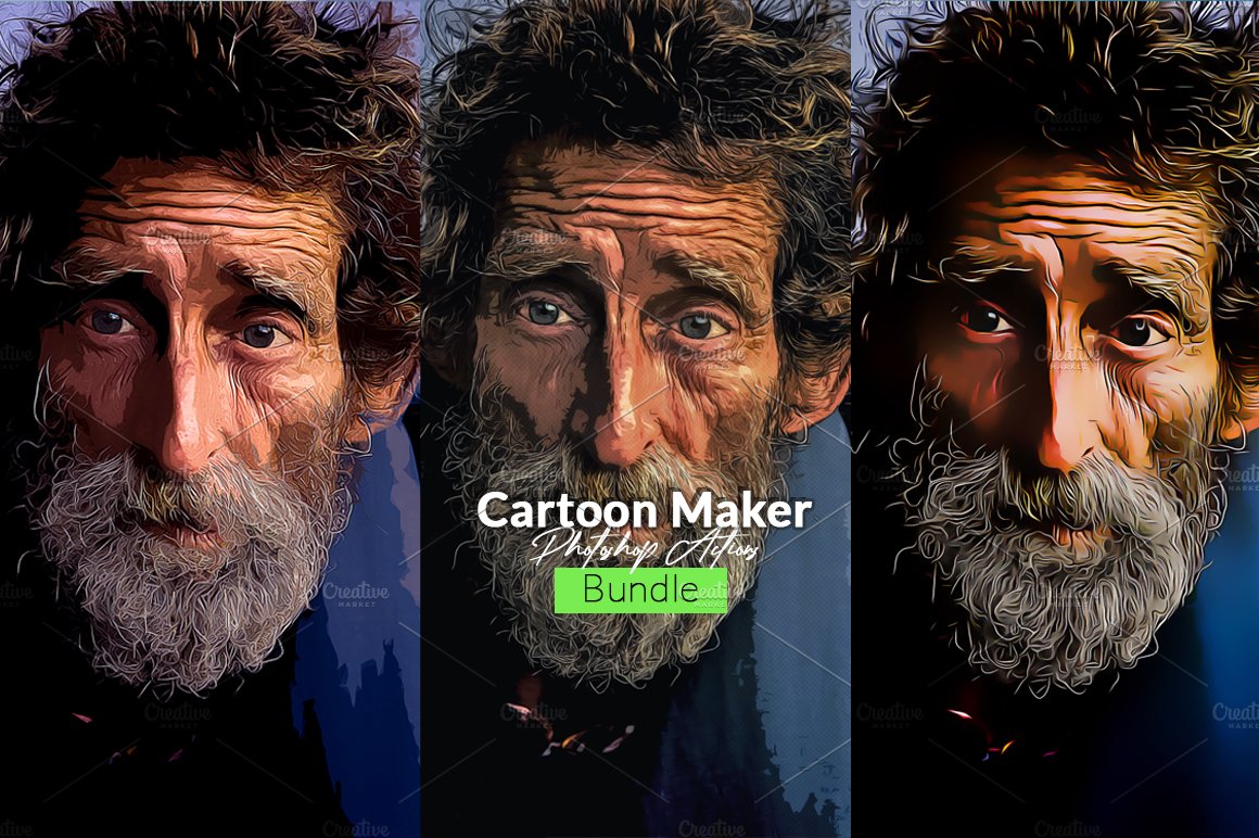 10 Cartoon Maker PS Actions Bundlecover image.