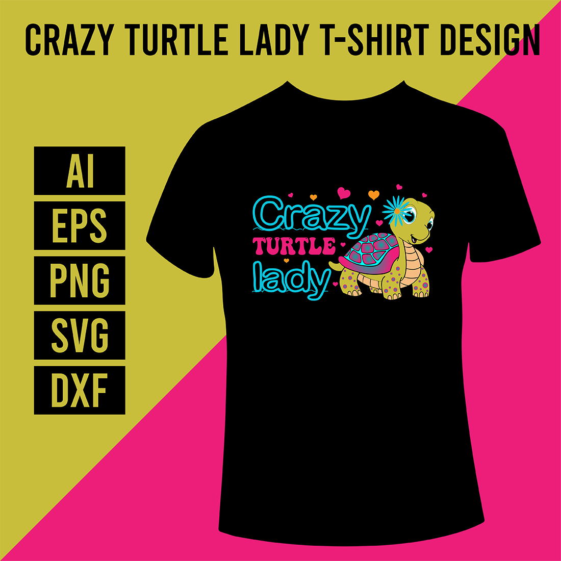 Crazy Turtle Lady T-Shirt Design cover image.