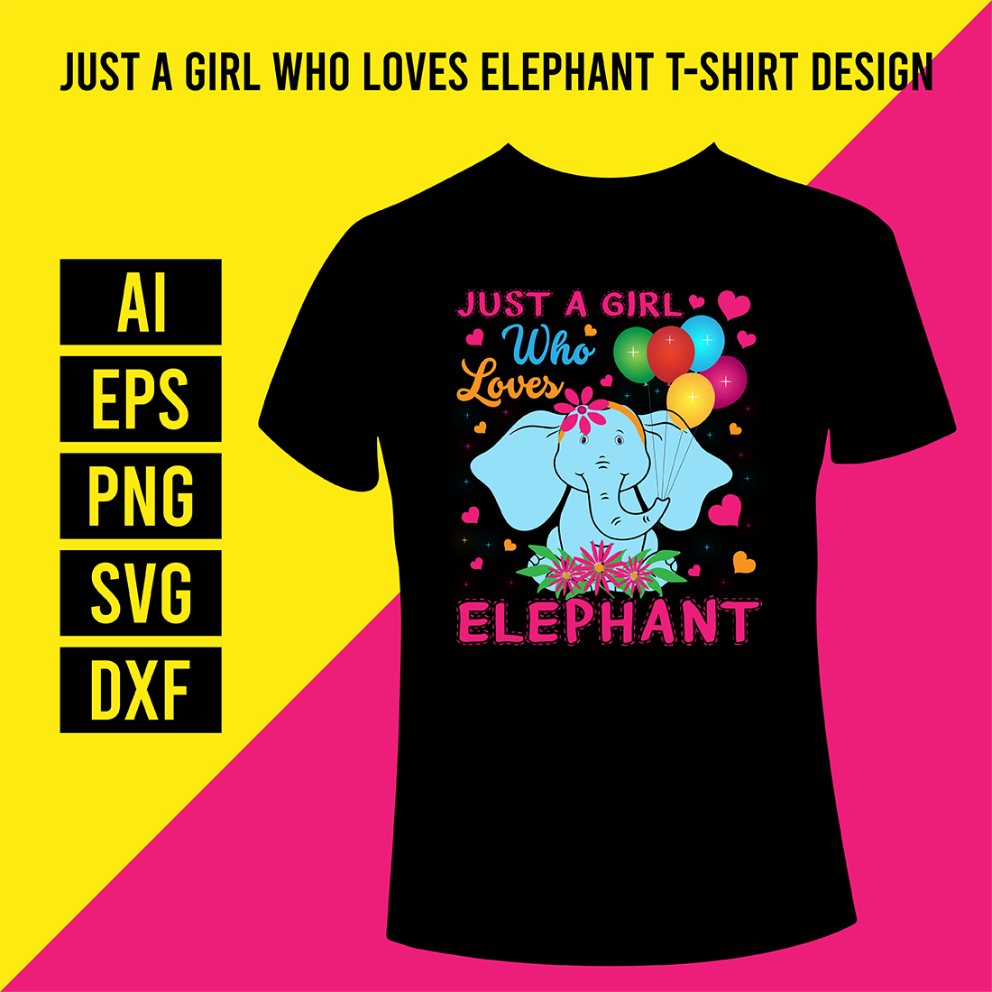 Just A Girl Who Loves Elephant T-Shirt Design cover image.