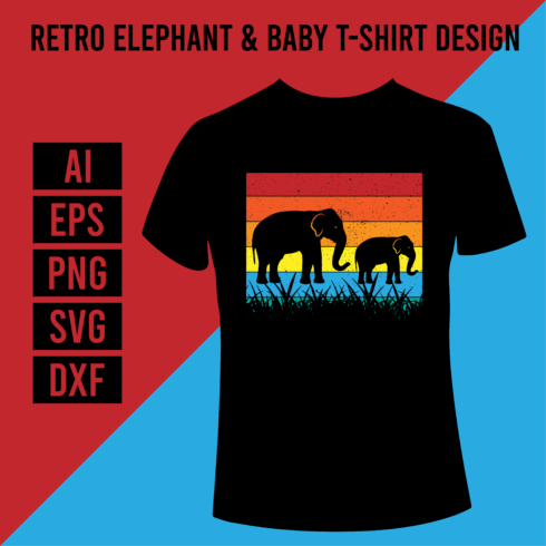 Retro Elephant & Baby T-Shirt Design cover image.