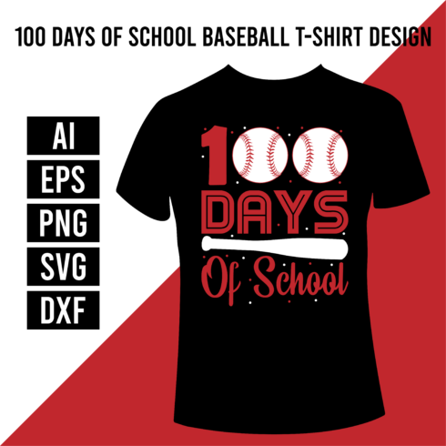 100 Days Of School Baseball T-Shirt Design cover image.