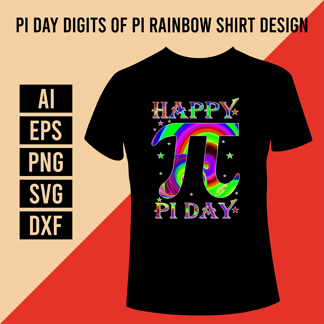 Pi Day Digits of Pi Rainbow Shirt Design MasterBundles