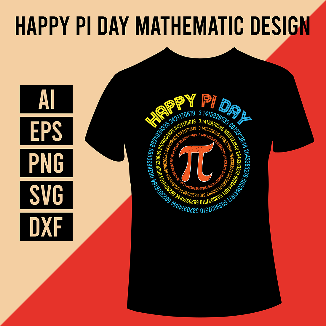 Happy Pi Day Mathematic T-Shirt Design cover image.