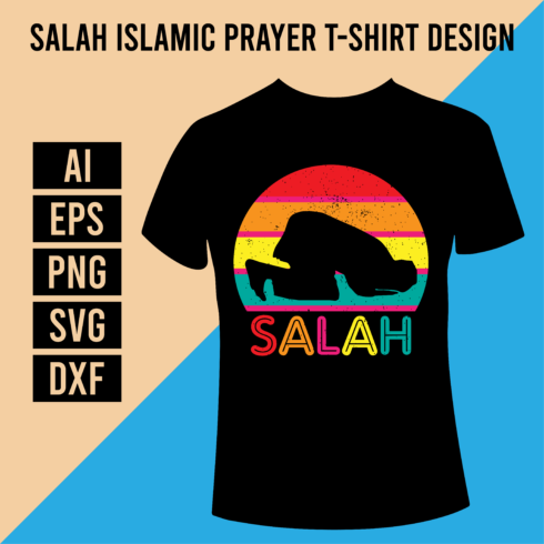 Salah Islamic Prayer T-Shirt Design cover image.