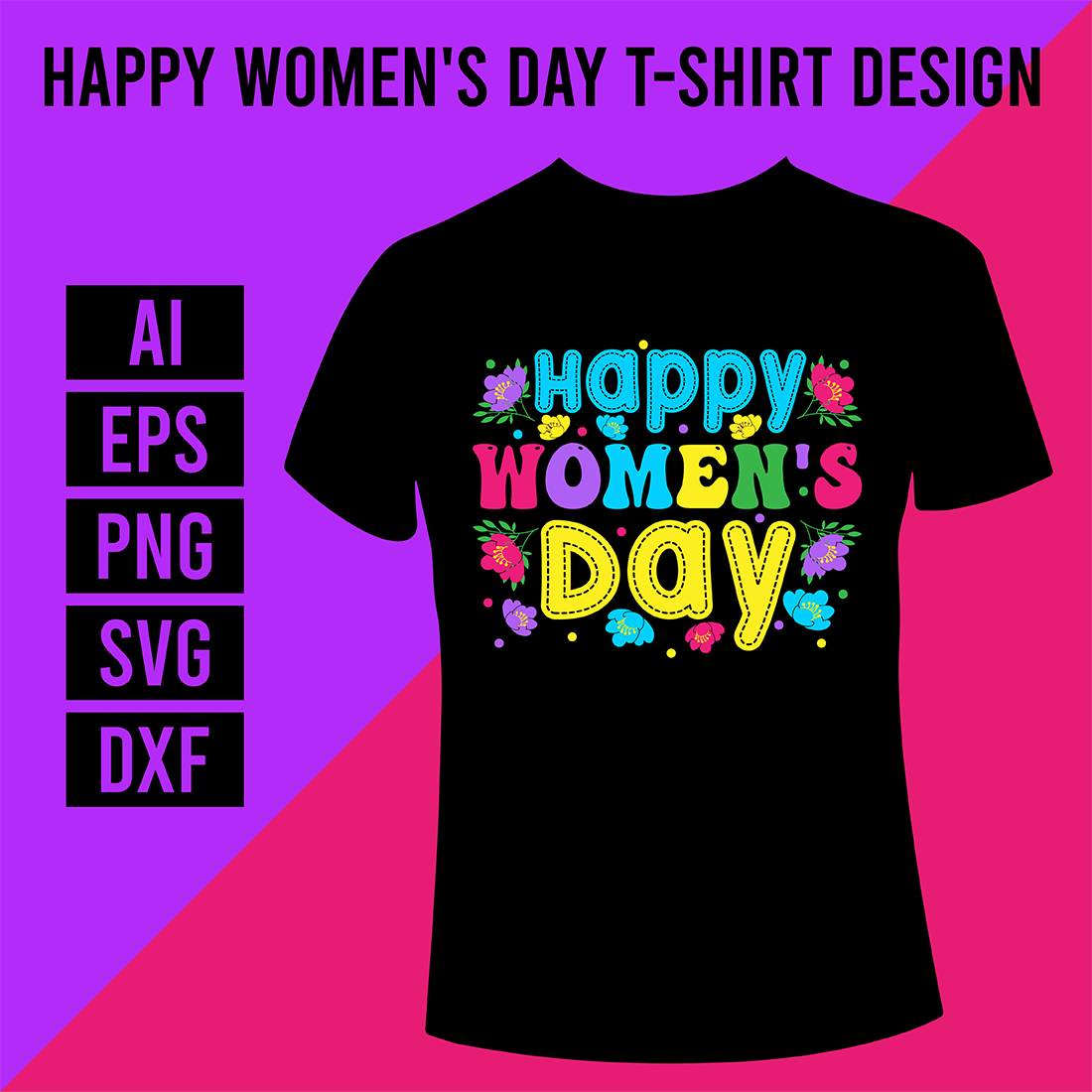 Happy Womens Day T-Shirt Design cover image.