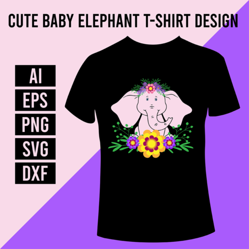 Cute Baby Elephant T-Shirt Design cover image.