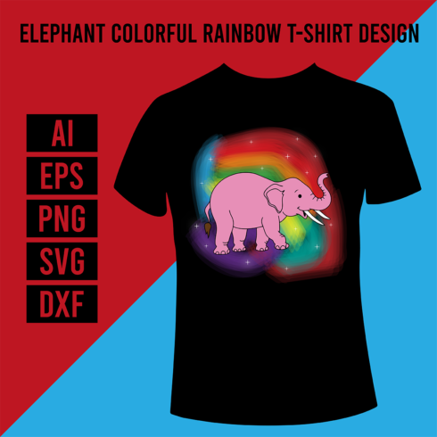 Elephant Colorful Rainbow T-Shirt Design cover image.