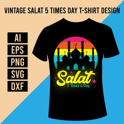 Vintage Salat 5 Times Day T-Shirt Design cover image.