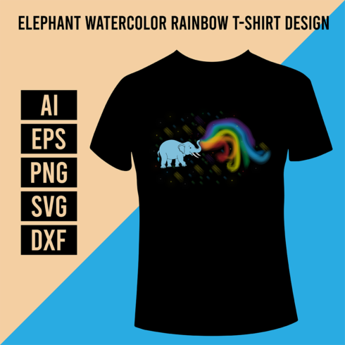 Elephant Watercolor Rainbow T-Shirt Design cover image.