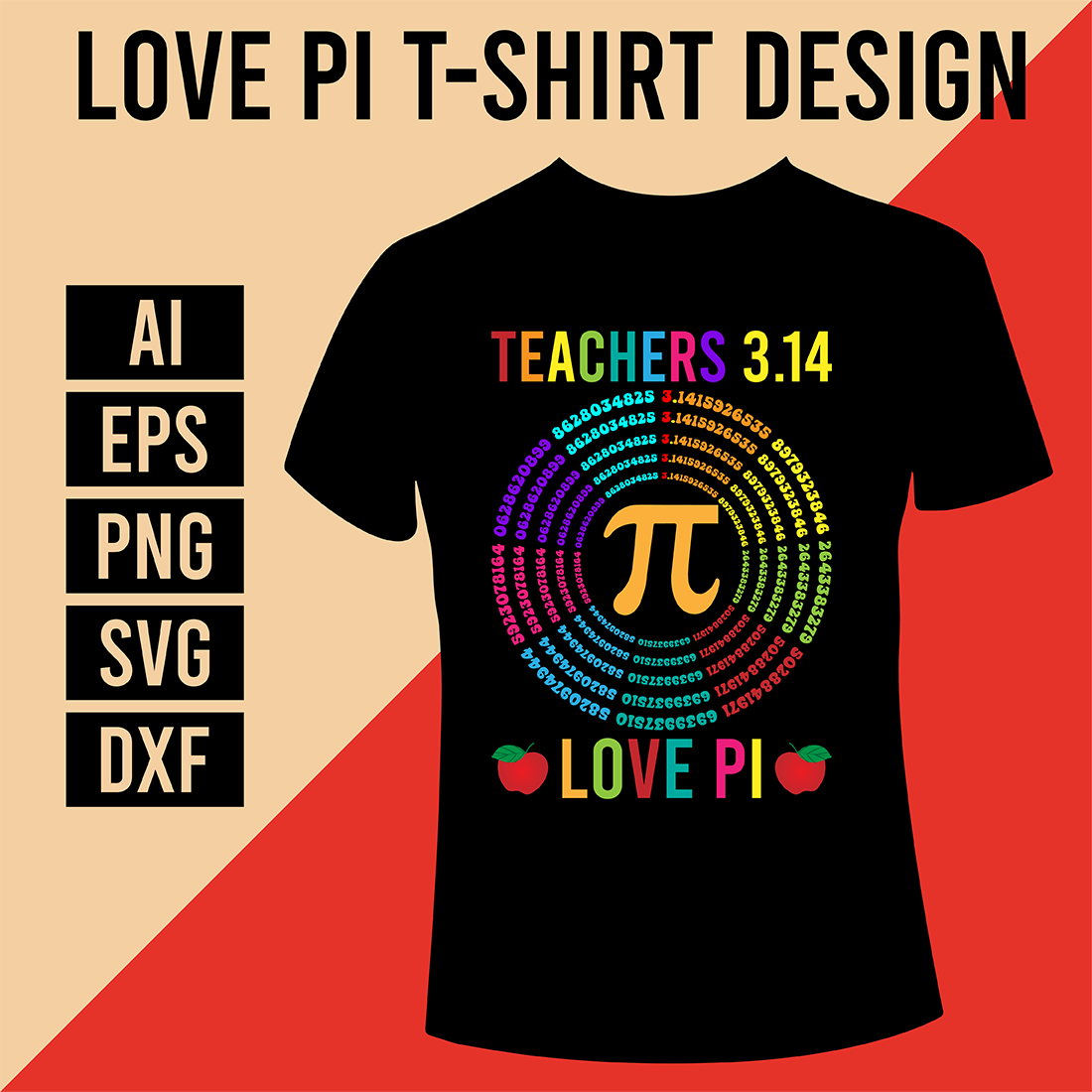 Love Pi T-Shirt Design cover image.