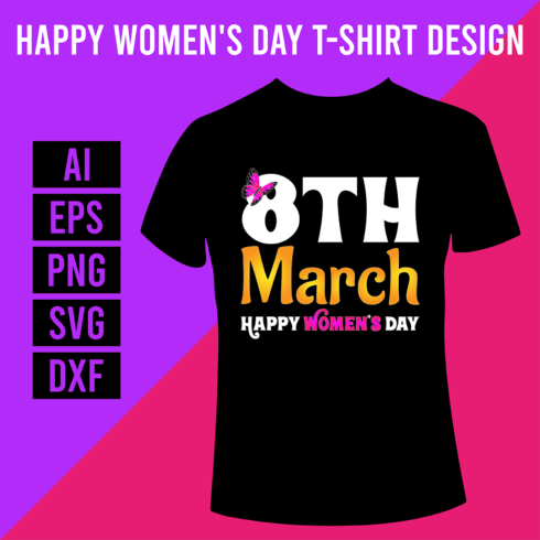 Happy Womens Day T-Shirt Design cover image.