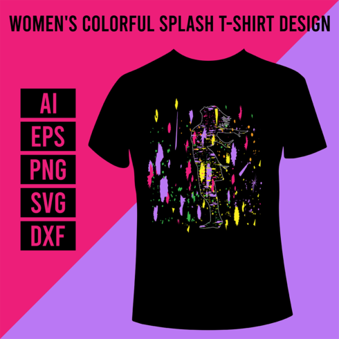 Women\'s Colorful Splash T-Shirt Design cover image.