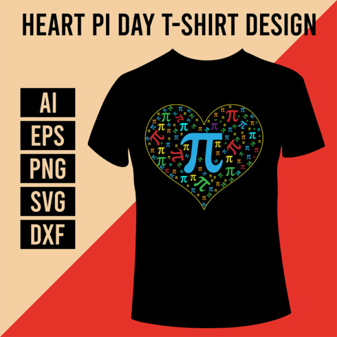 Heart Pi Day T-Shirt Design cover image.