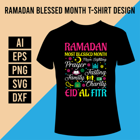 Ramadan Blessed Month T-Shirt Design cover image.