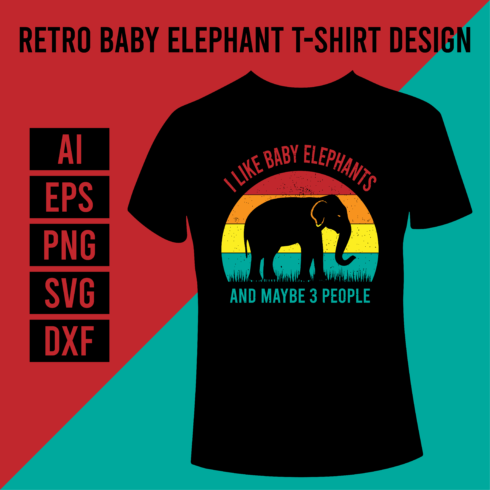 Retro Baby Elephant T-Shirt Design cover image.