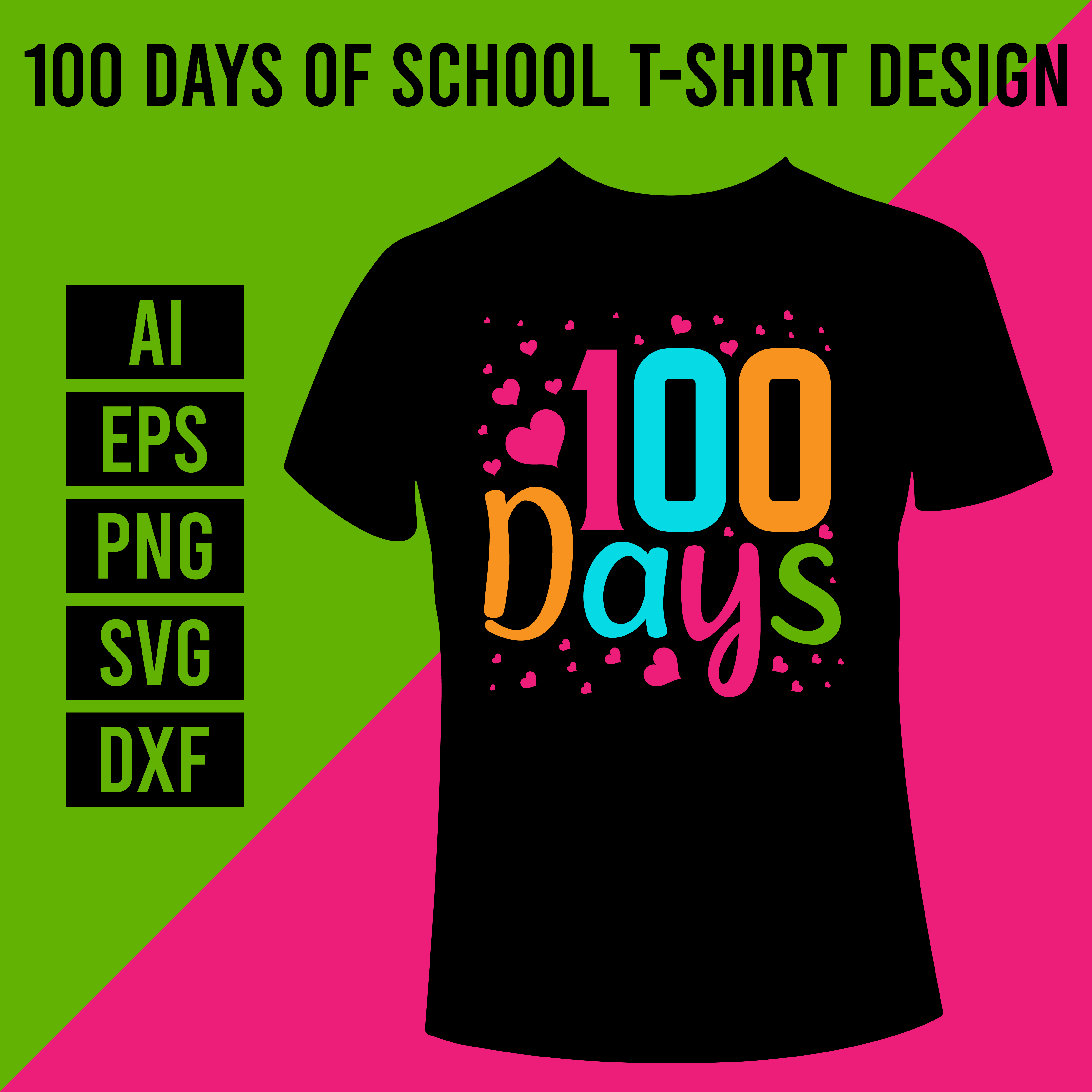 100 Days of School T-Shirt Design cover image.