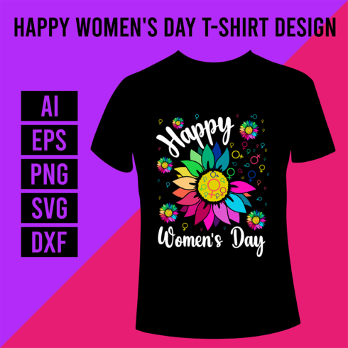 Women's Day Sunflower T-Shirt Design cover image.
