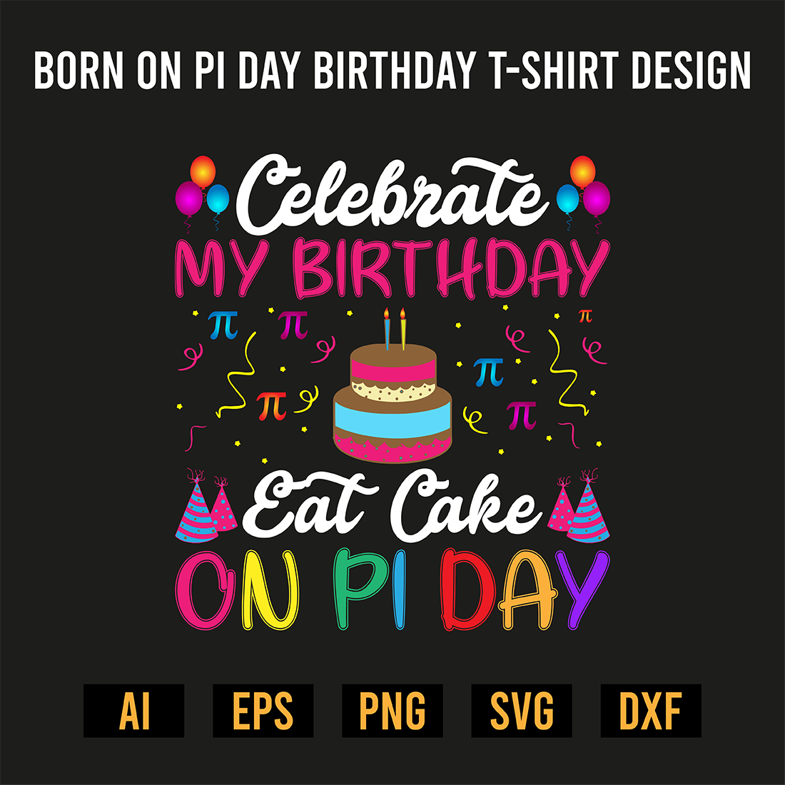 Born on Pi Day Birthday T-Shirt Design preview image.