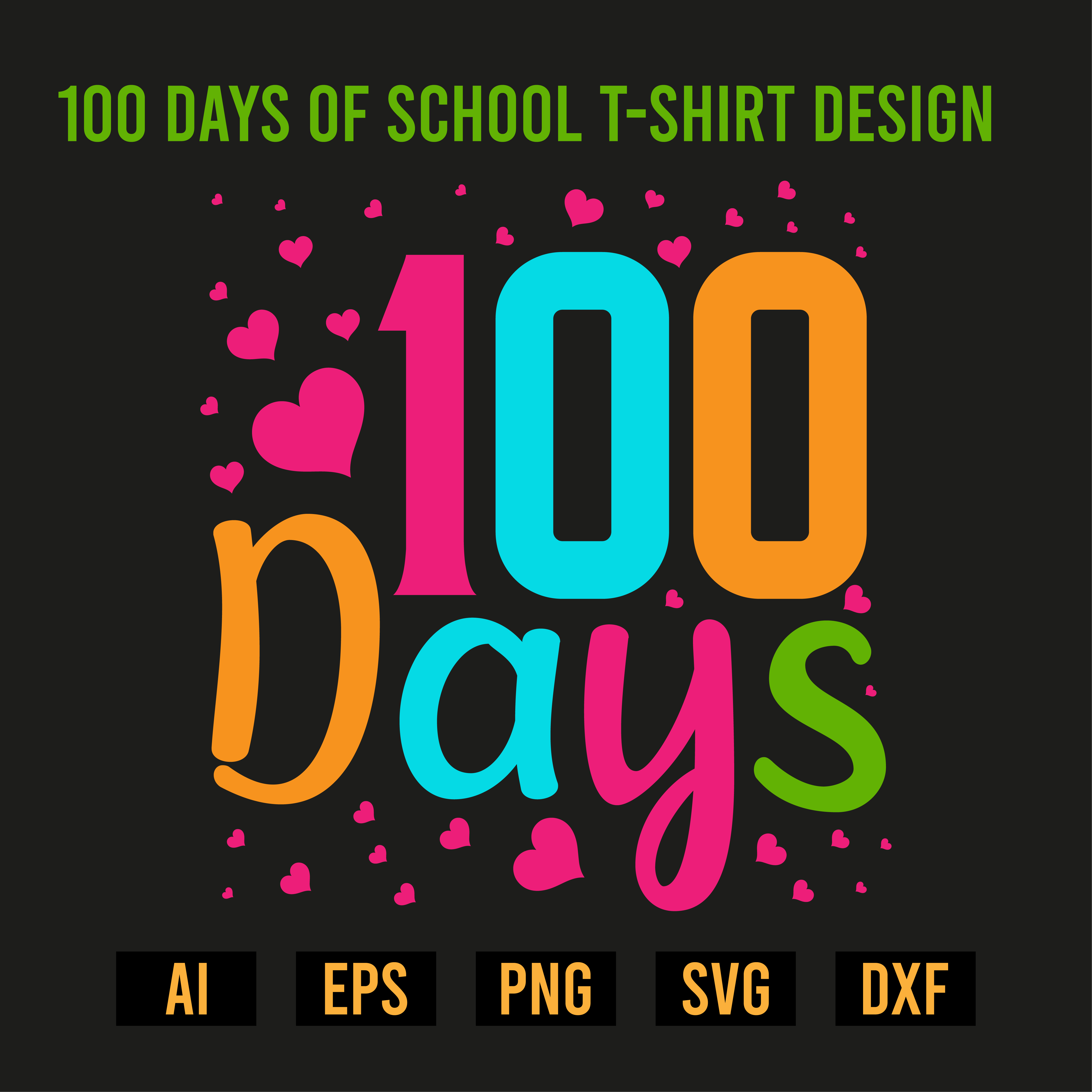 100 Days of School T-Shirt Design preview image.