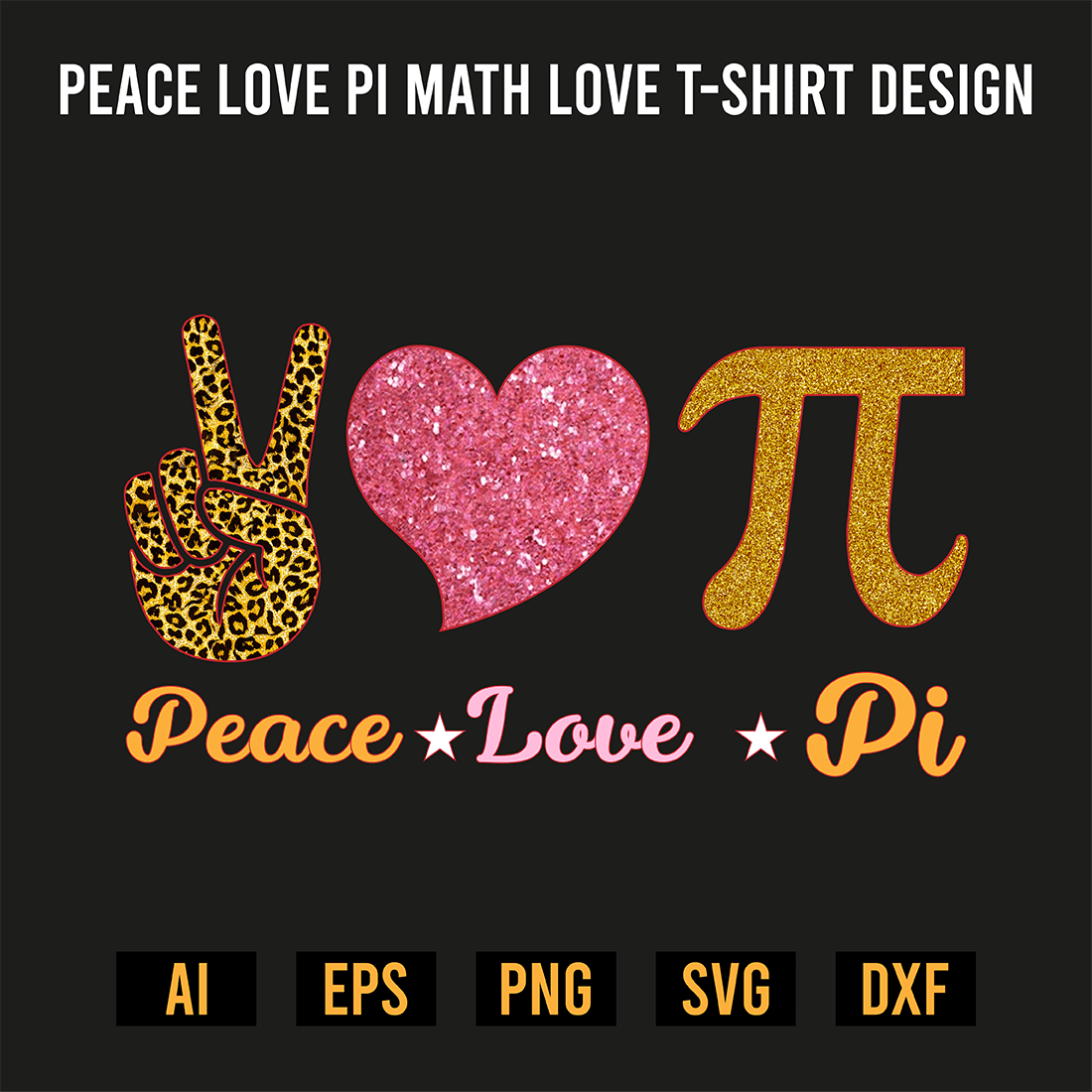Peace Love Pi Math Love T-Shirt Design preview image.