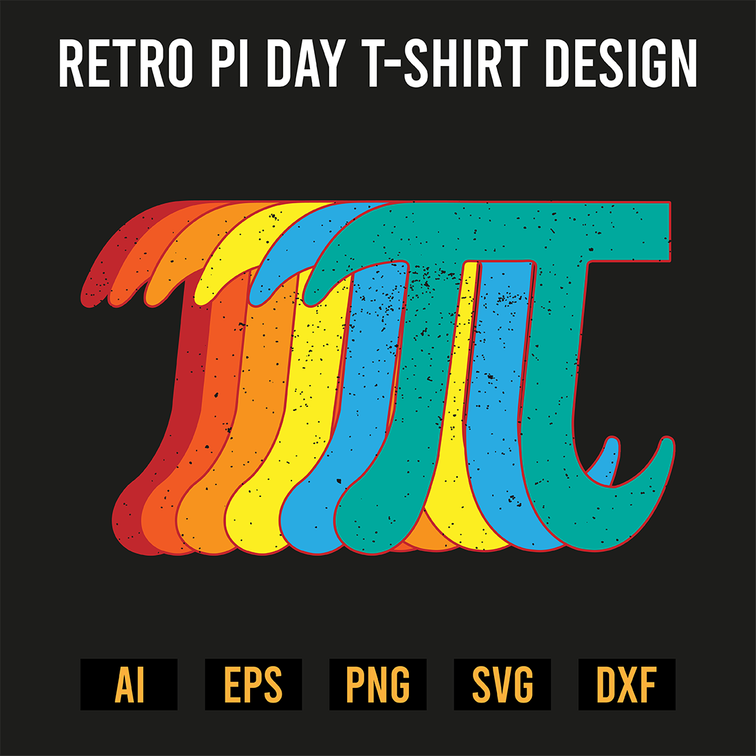 Retro Pi Day T-Shirt Design preview image.