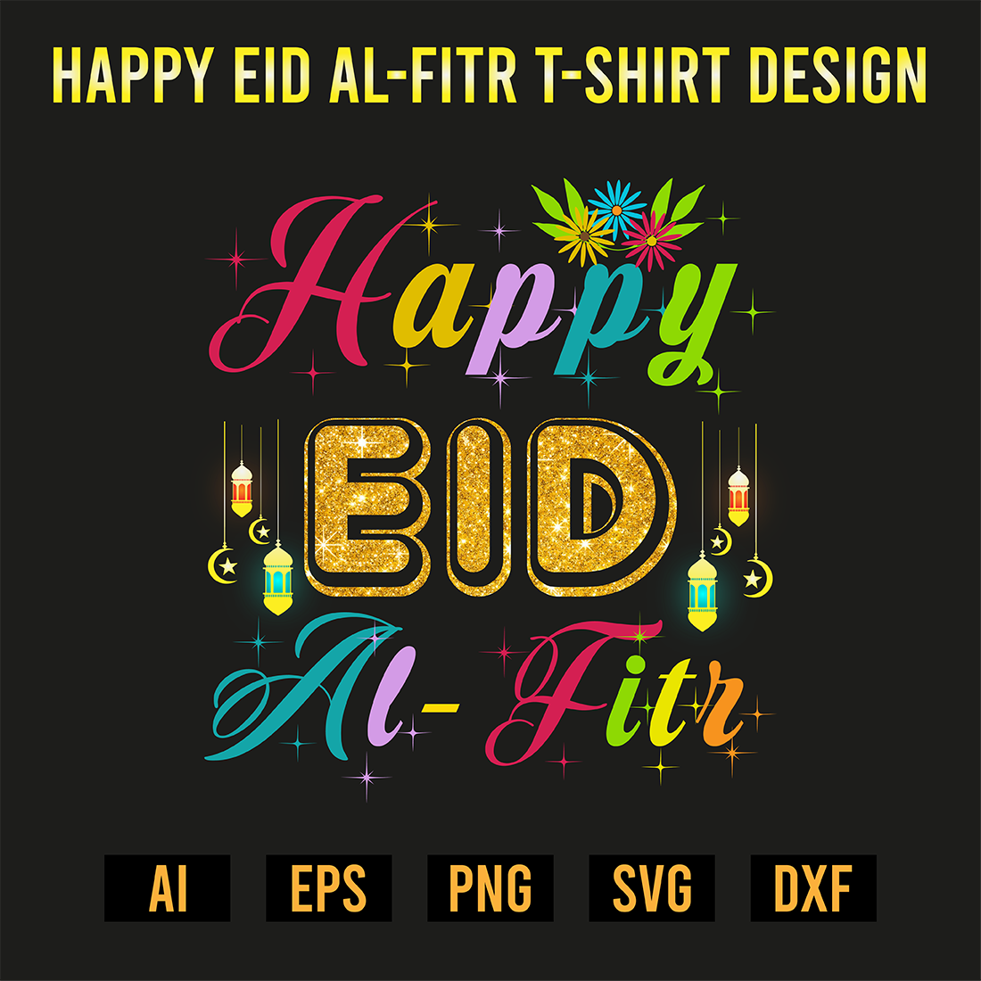Happy Eid al-Fitr T-Shirt Design preview image.