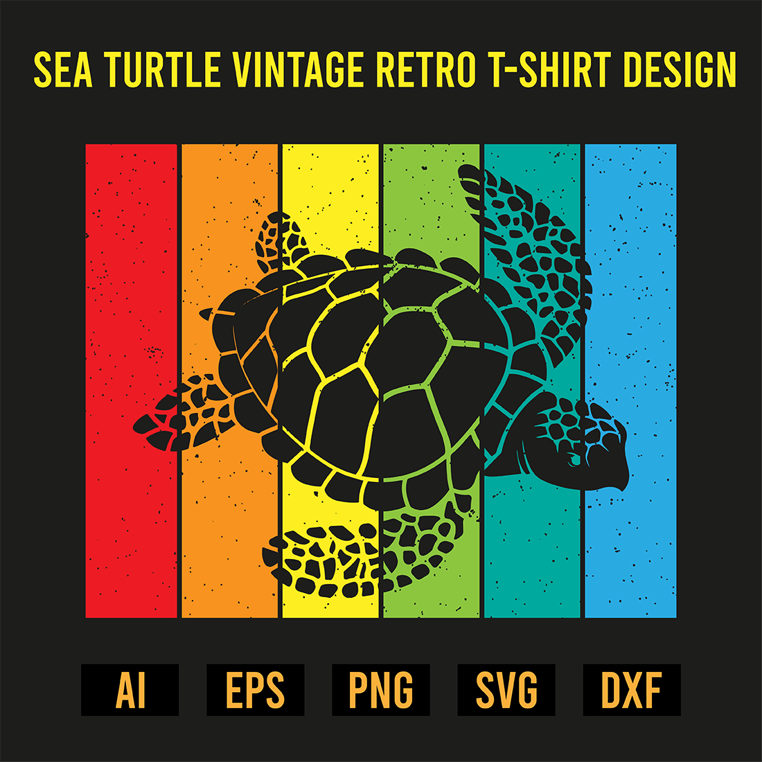 Sea Turtle Vintage Retro T-Shirt Design preview image.
