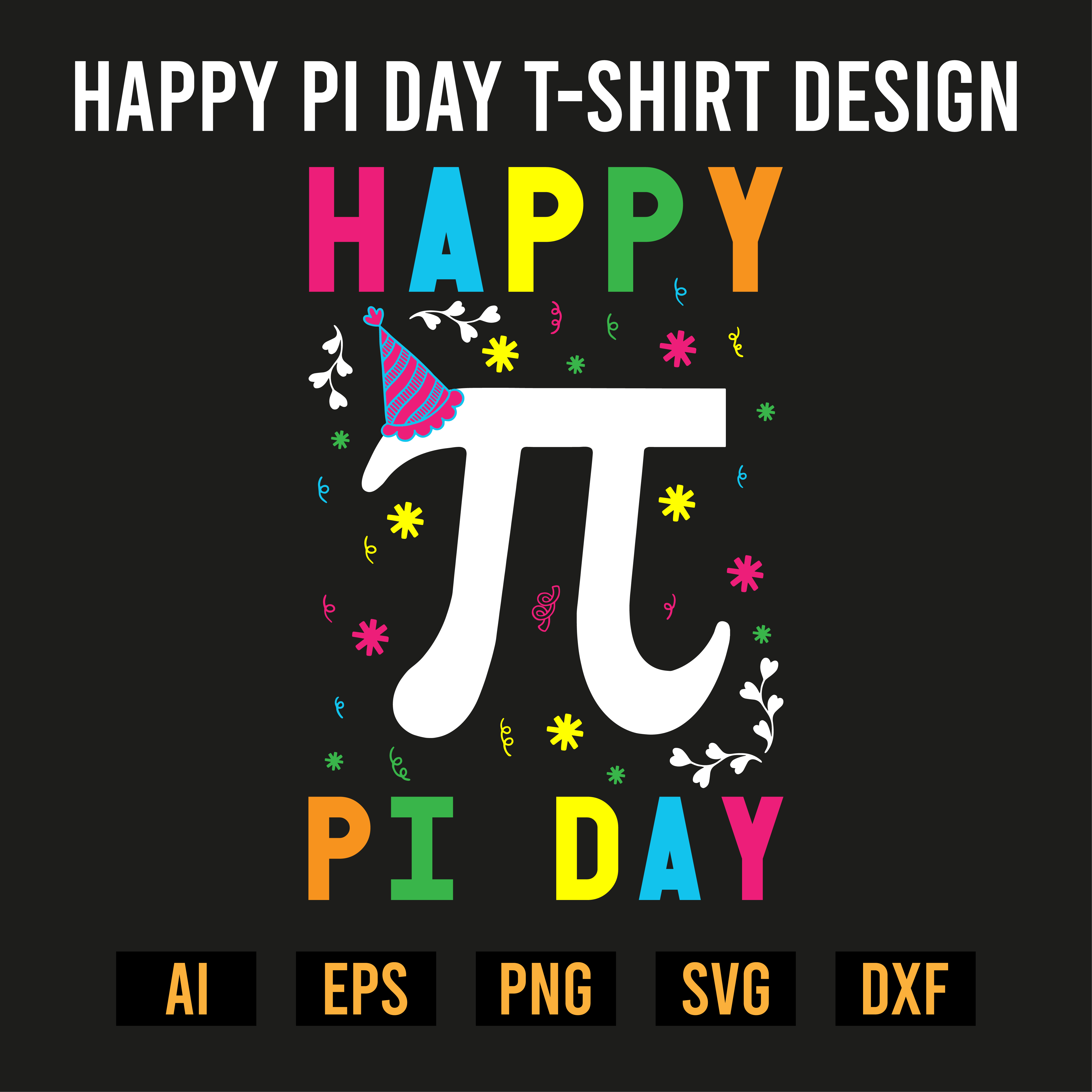 Happy Pi Day T-Shirt Design preview image.