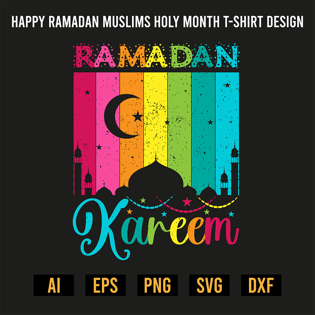 Happy Ramadan Muslims Holy Month T-Shirt Design preview image.