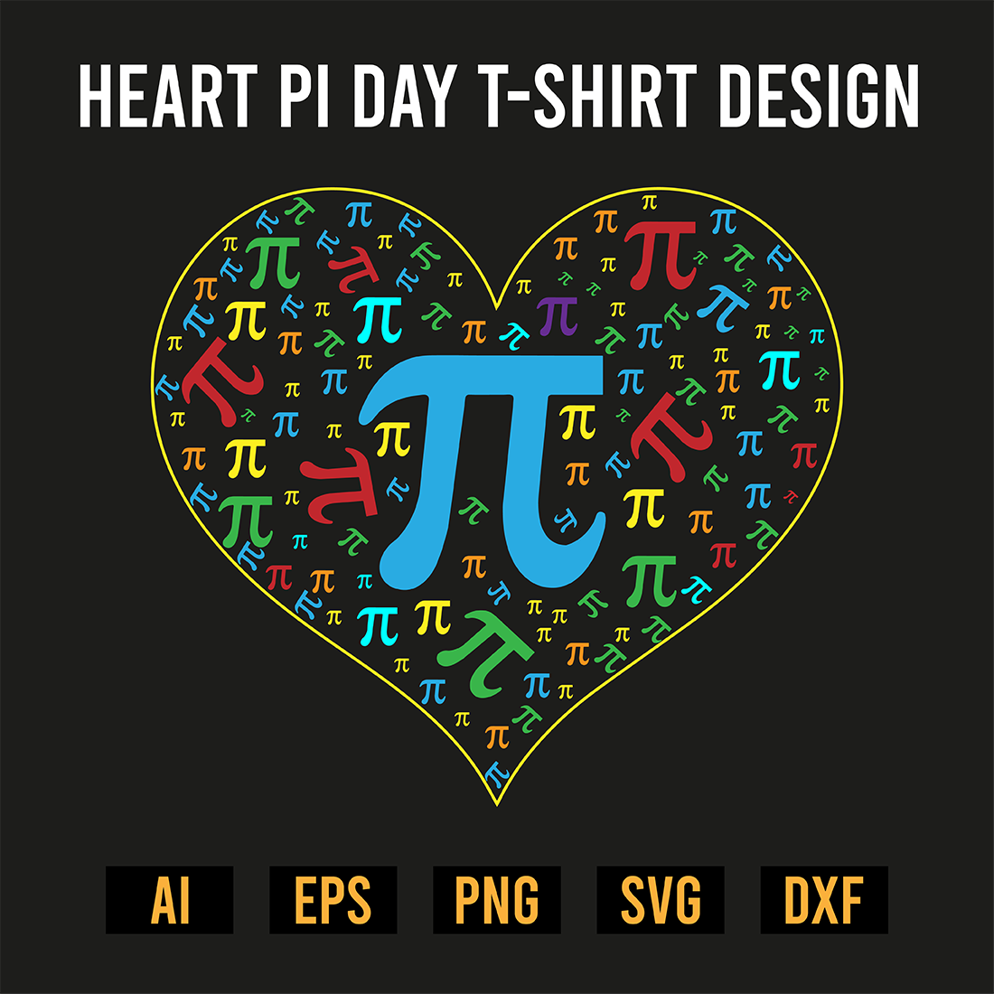 Heart Pi Day T-Shirt Design preview image.