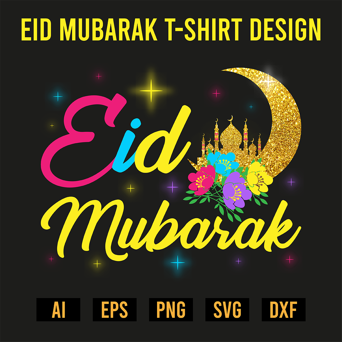 Eid Mubarak T-Shirt Design preview image.