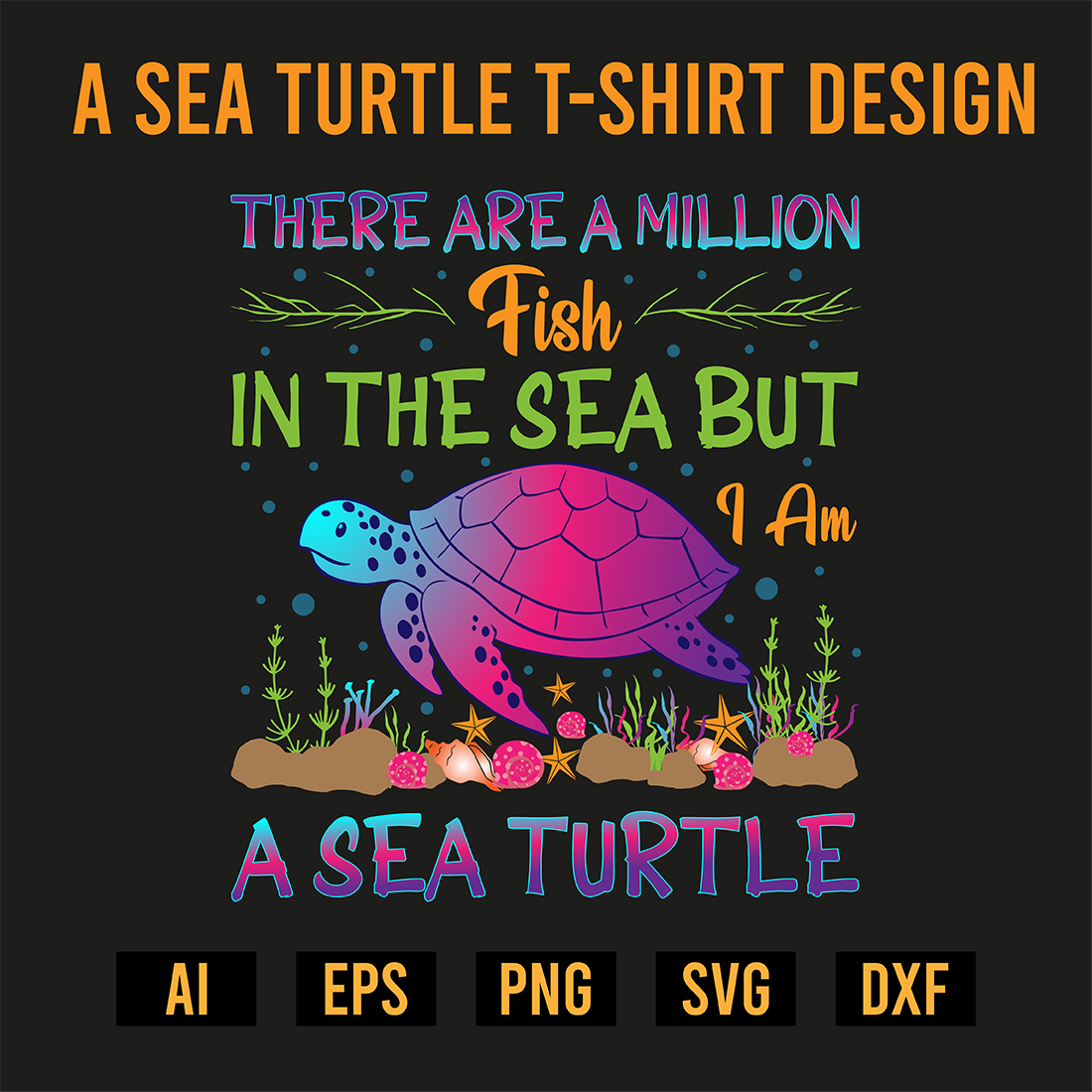 A Sea Turtle T-Shirt Design preview image.