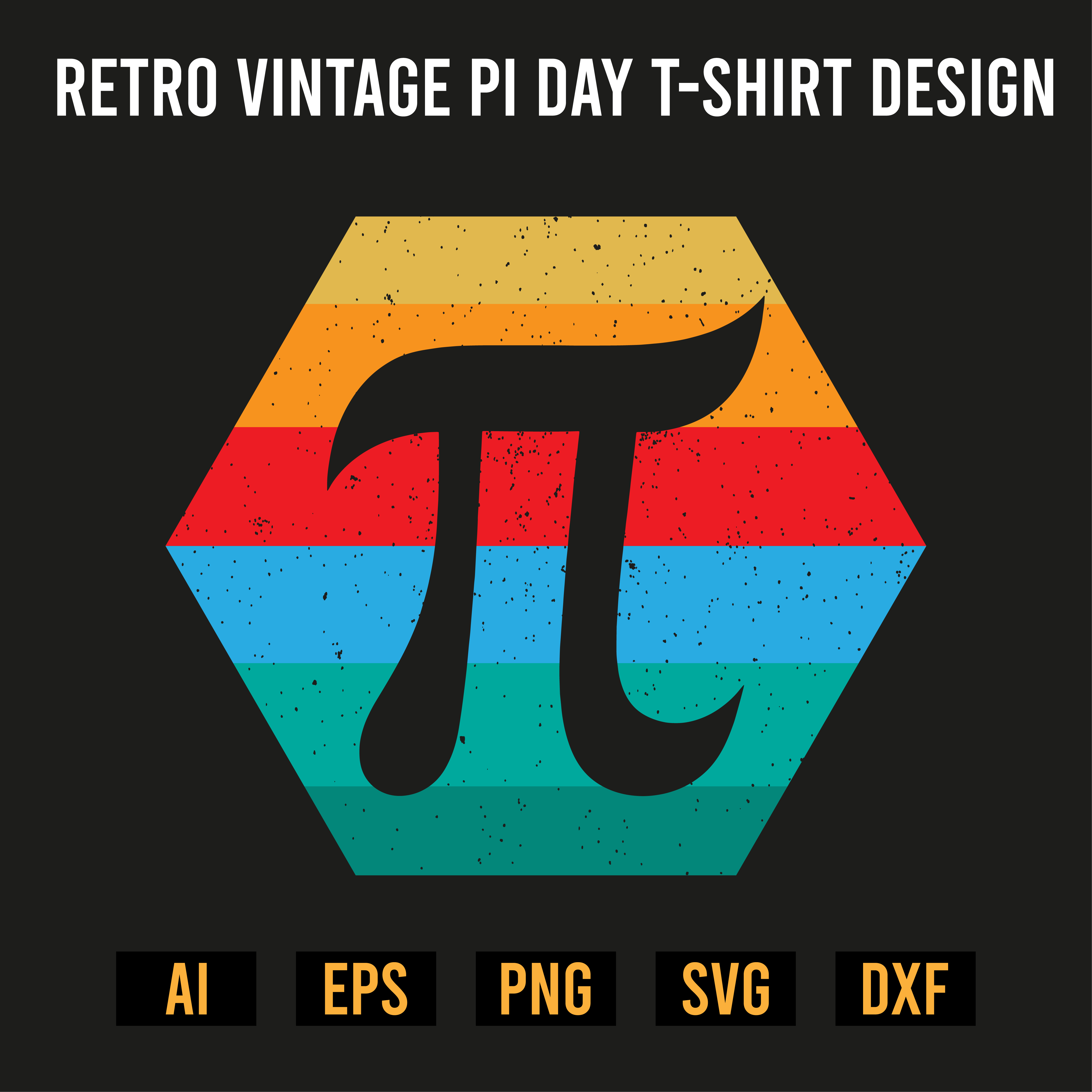Retro Vintage PI Day T-Shirt Design preview image.