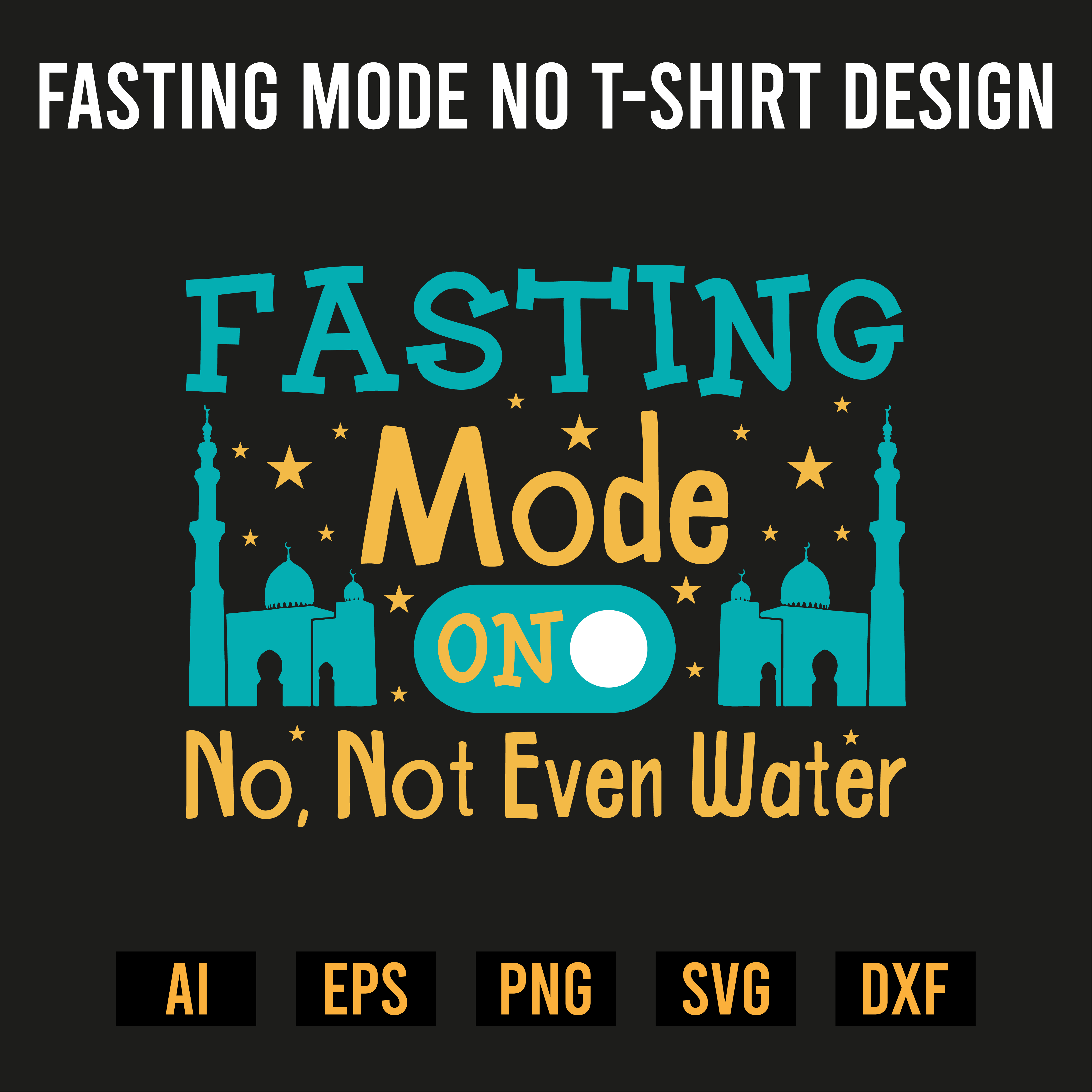 Fasting Mode On T-Shirt Design preview image.